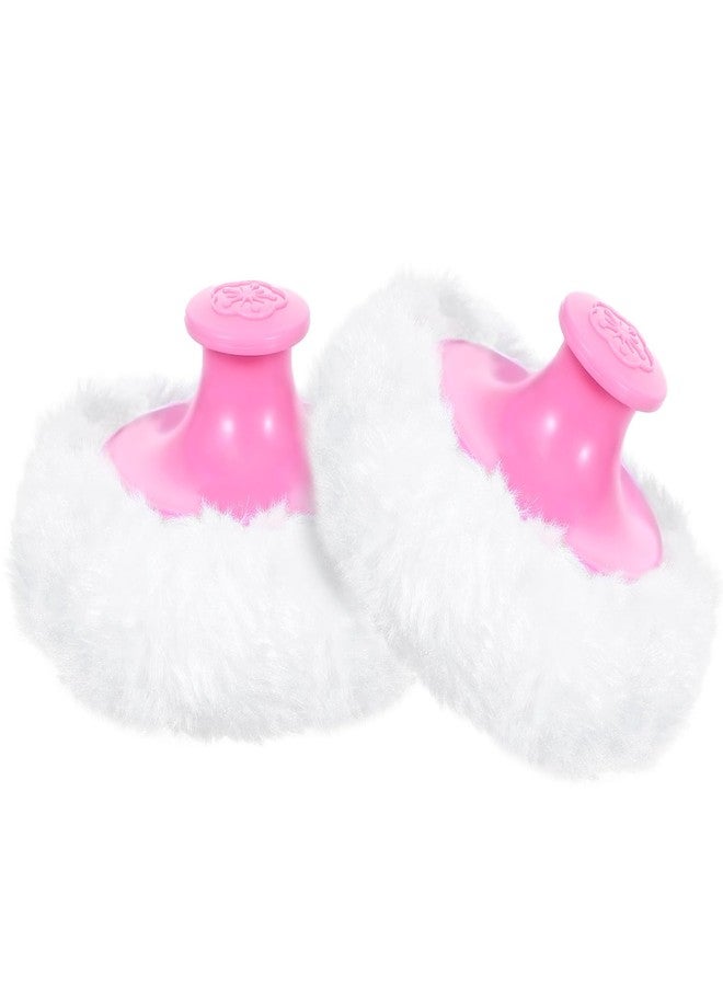 WLLHYF 2 Pcs Fluffy Powder Puff Large Body Cosmetic Face Loose Powder Applicator Handle Foundation Puff Pad Washable Beauty Application Tool for Women Sensitive Skin(Pink) - Image 1